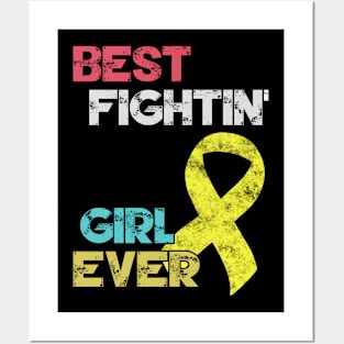 Best Fightin' Girl Ever Hydrocephalus Awareness Yellow Ribbon Warrior Support Survivor Posters and Art